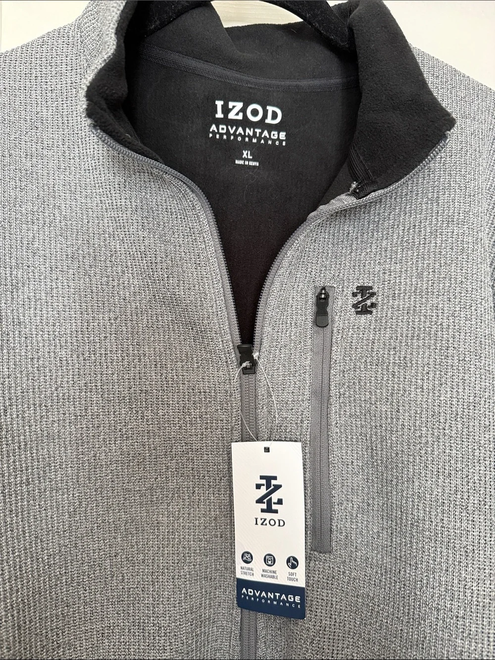 Izod Men's Heather Gray Lightweight Full-Zip Jacket